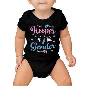 Keeper Of The Gender Baby Gender Reveal Party Pink Blue Graphic Baby Onesie - Seseable