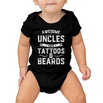 Mens Awesome Uncles Have Tattoos And Beards Funny Fathers Day Baby Onesie | Mazezy