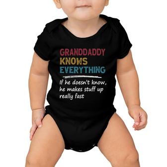 Mens Granddaddy Knows Everything - Grandpa Papa Gift Fathers Day Baby Onesie - Seseable