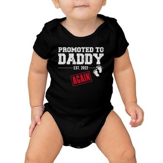 Mens Promoted To Daddy Again 2022 Dad Pregnancy Announcement Baby Onesie | Mazezy