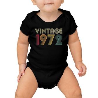 Womens Vintage 1972 49Th Birthday Gift Mom Dad Retro 49 Years Old V-Neck Baby Onesie - Seseable