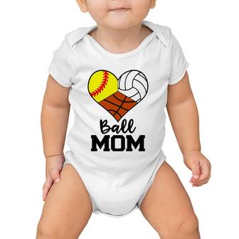 Ball Mom Funny Softball Volleyball Basketball Player Mom Baby Onesie | Mazezy