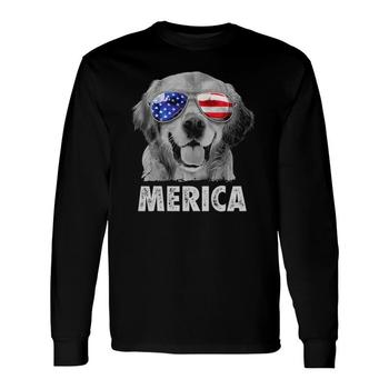 Merica American Flag Golden Retriever Shirt 4th Of July Gift