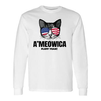 Ameowica Meow Cat American Flag 4th Of July Patriotic Shirt