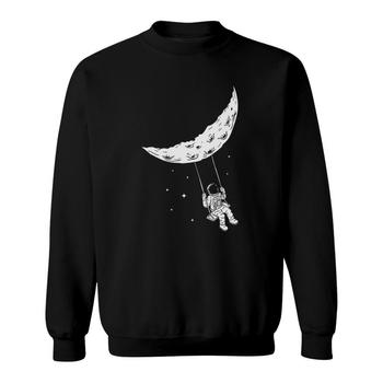 【SATIIIZ】Lunat graphic t-shirt Moon Swing Man On The Moon - Space Astronomy Astronaut T