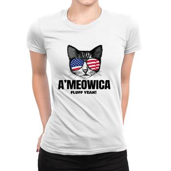 Ameowica Meow Cat American Flag 4th Of July Patriotic Shirt