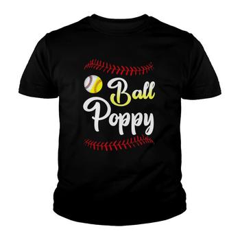 Ball Poppy Love Softball Baseball Player T-Shirt