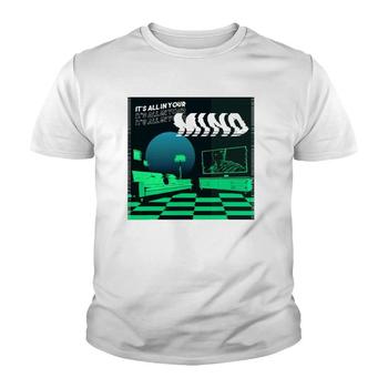 「Does It Matter What You Think」 Tシャツ Its All In Your Mind Trippy Vaporwave Green Art Long Sleeve