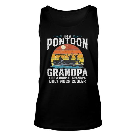 Mens Pontoon Grandpa Captain Retro Funny Boating Fathers Day Gift