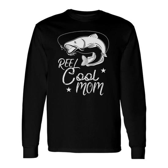 Reel Cool Mom Fathers Day Fishing Mom Long Sleeve T-Shirt