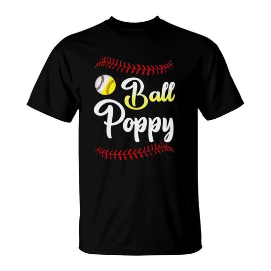 Ball Poppy Love Softball Baseball Player T-Shirt