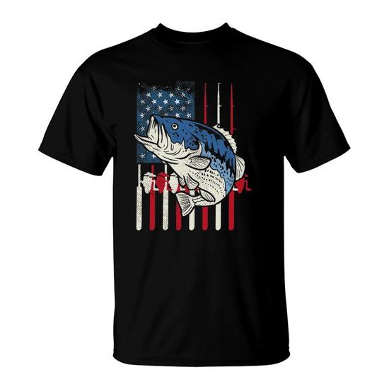 Fishing Tshirt For Bass Fisherman Fishing Gifts Usa Flag