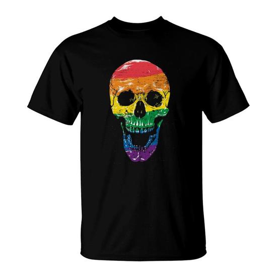 Gay Pride Rainbow Flag Skull T Shirt Gay Pride Rainbow Flag Skull T Shirt