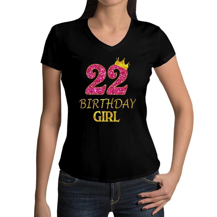 22Nd Birthday Girl Princess  22 Years Old 22Nd Gift Women V-Neck T-Shirt