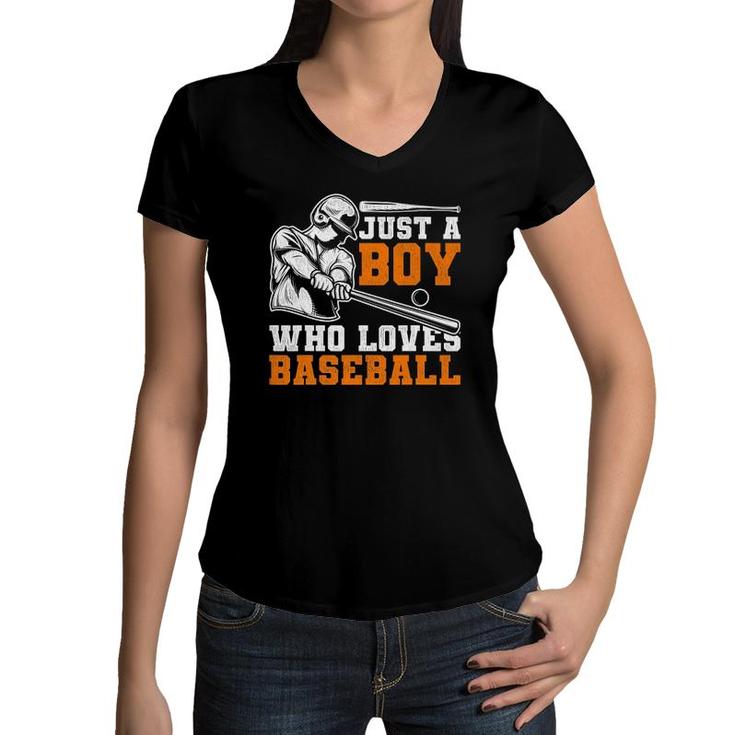 American Sport Fan Batter Baseball Player Boys Baseball Women V-Neck T-Shirt
