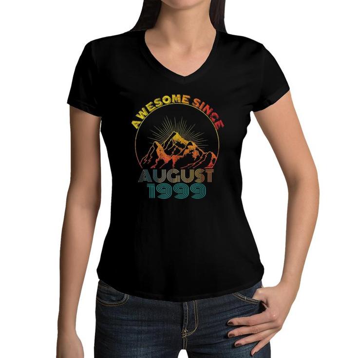 Awesome Since August 1999 23 Years Old 23Rd Birthday Boy Girl Women V-Neck T-Shirt