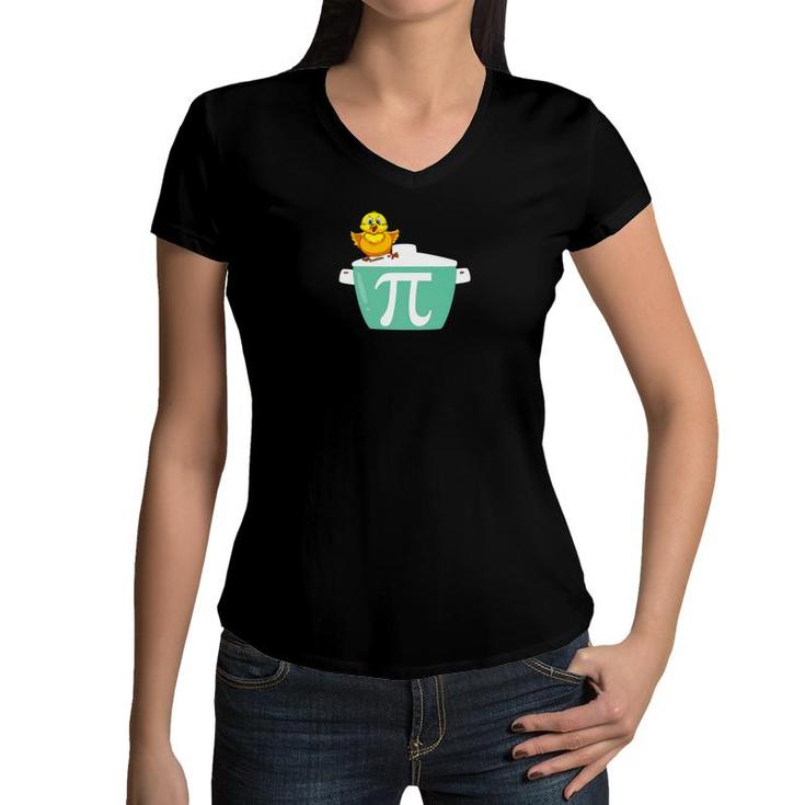 Chicken Pot Pi Day Math Gift Men Women Kids Women V-Neck T-Shirt