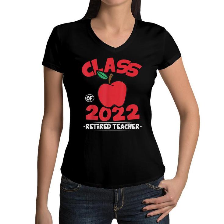 Class Of 22 Retired Teacher 2022 Graduation Gift Retirement  Women V-Neck T-Shirt