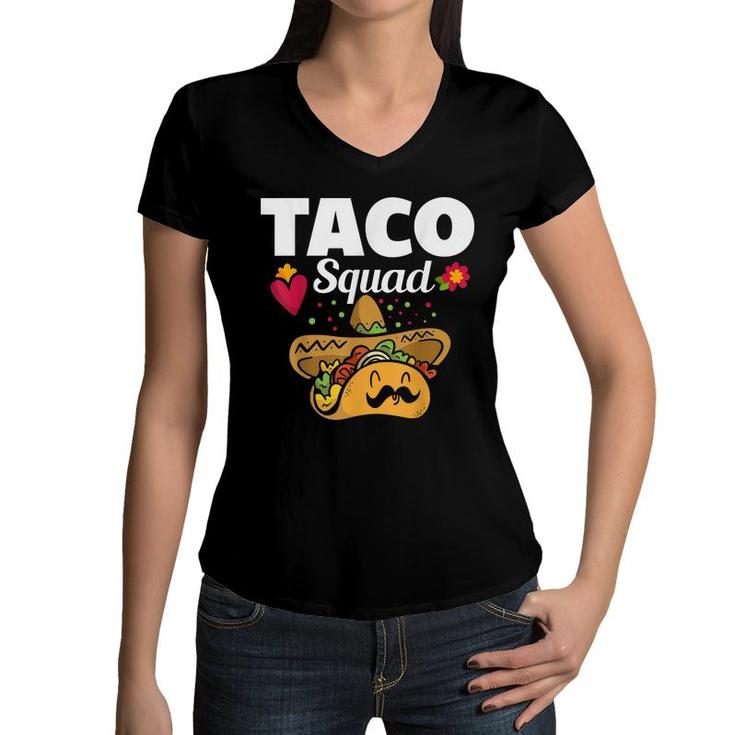 Cute Taco Squad Funny Mexican Food Lover  Women V-Neck T-Shirt