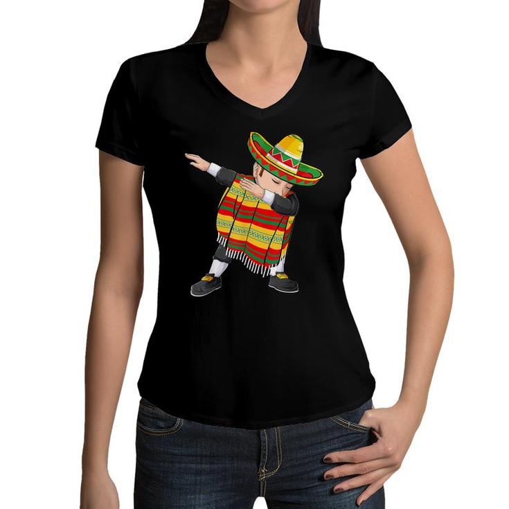 Dabbing Cinco De Mayo  Men Women Kids Mexican Fiesta  Women V-Neck T-Shirt