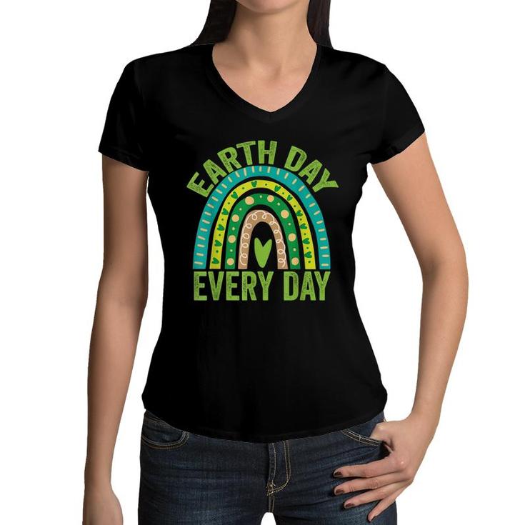 Earth Day Everyday Green Rainbow Earth Day  Women V-Neck T-Shirt
