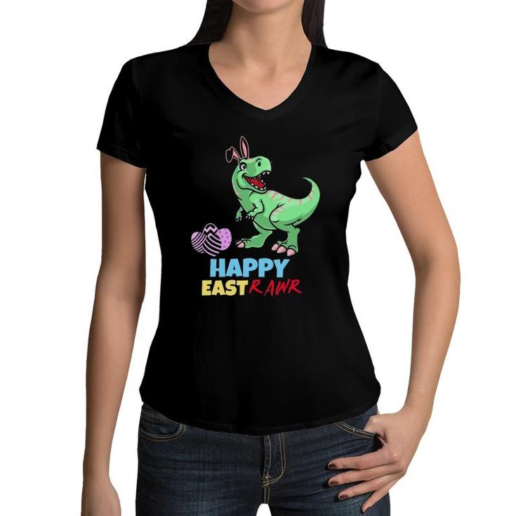 Easter Dinosaur Happy Eastrawrrex Dinosaur Egg Boys Kids Women V-Neck T-Shirt
