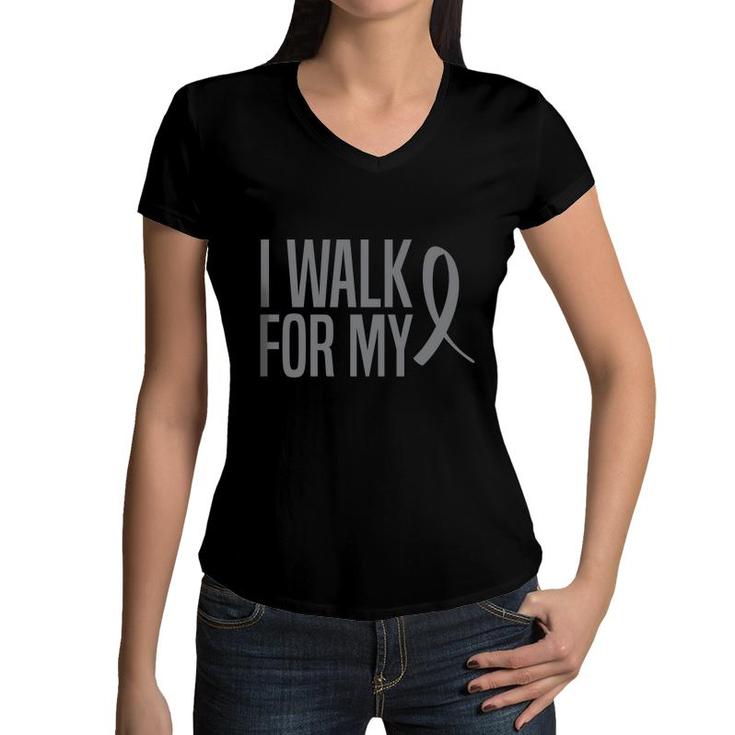End Parkinsons Awareness I Walk For My Ribbon Women V-Neck T-Shirt