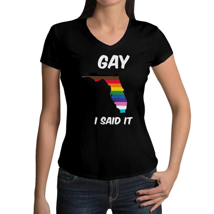 Florida Lgbtq SupportSay Gay Pride DonT Say Gay   Women V-Neck T-Shirt