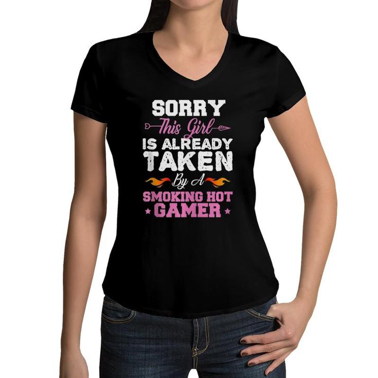 Gamer Wife  Video Gamer Girl Funny Women Gaming Lover  Women V-Neck T-Shirt