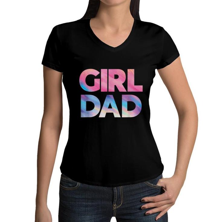Girl Dad Daddy Fathers Day Daughter Bady Girl Dad  Women V-Neck T-Shirt