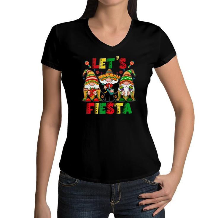 Gnomes Cinco De Mayo Lets Fiesta 5 De Mayo Women V-Neck T-Shirt