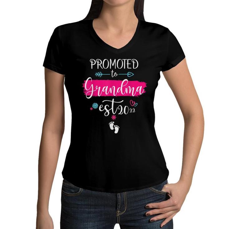 Happy Mothers Day 2022  Promoted To Grandma 2022  Women V-Neck T-Shirt