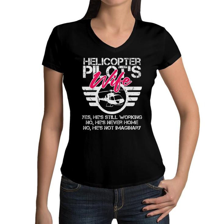 Helicopter Pilot Wife Funny Gift Ems Military Spouse Gift   Women V-Neck T-Shirt
