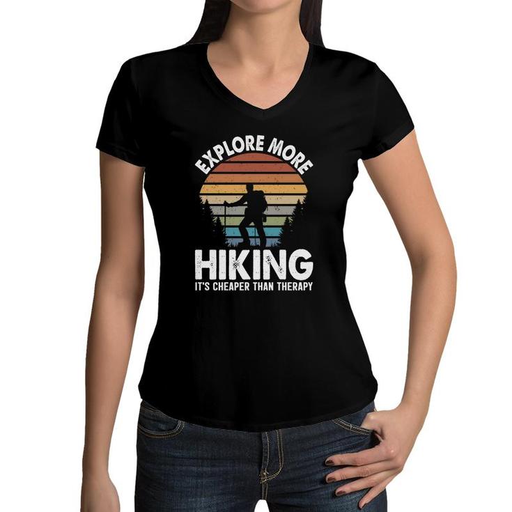 Hiking Explore More Explore Travel Lover Women V-Neck T-Shirt