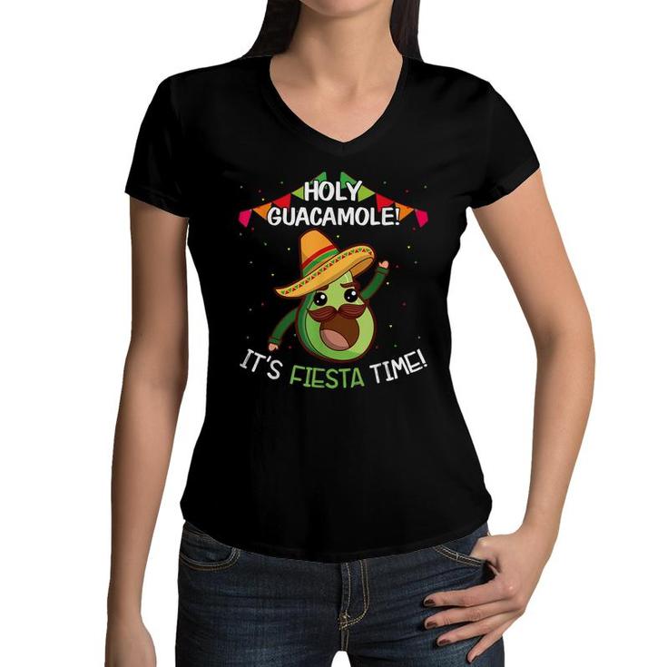 Holy Guacamole Its Fiesta Time Mexican Cinco De Mayo  Women V-Neck T-Shirt