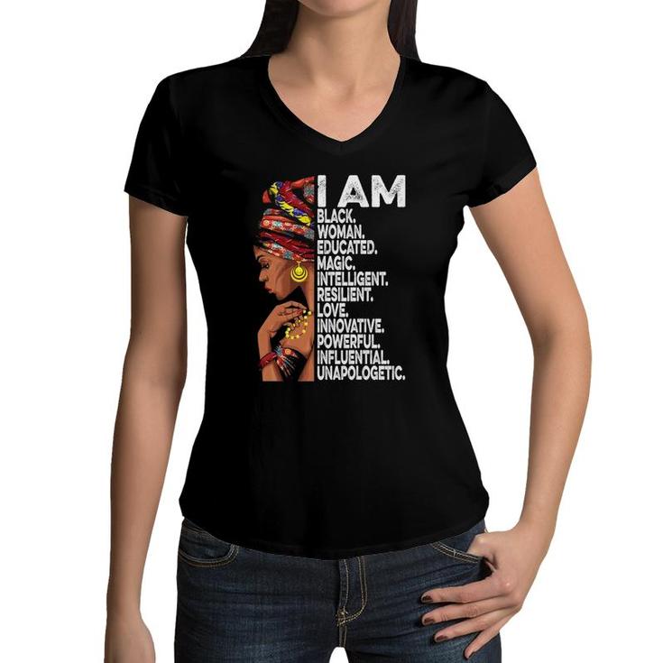 I Am Black Woman Educated Black History Month Black Girl Women V-Neck T-Shirt