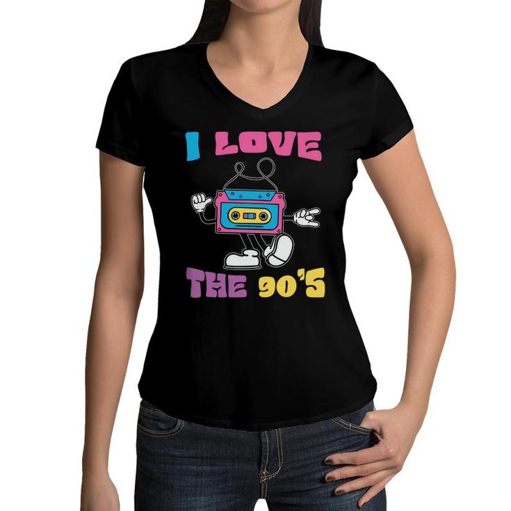 I Love The 80S Cute Mixtape Gift For 80S 90S Styles Women V-Neck T-Shirt