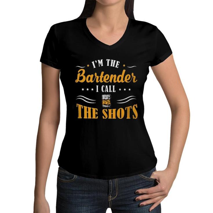 Im The Bartender I Call The Shots New Yellow 2022 Women V-Neck T-Shirt