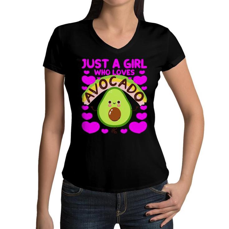 Just A Girl Who Loves Avocado Funny Women V-Neck T-Shirt