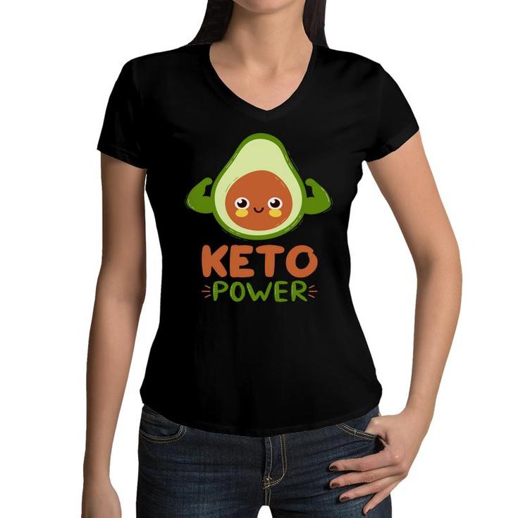 Keto Power Funny Avocado Is Too Weak Women V-Neck T-Shirt