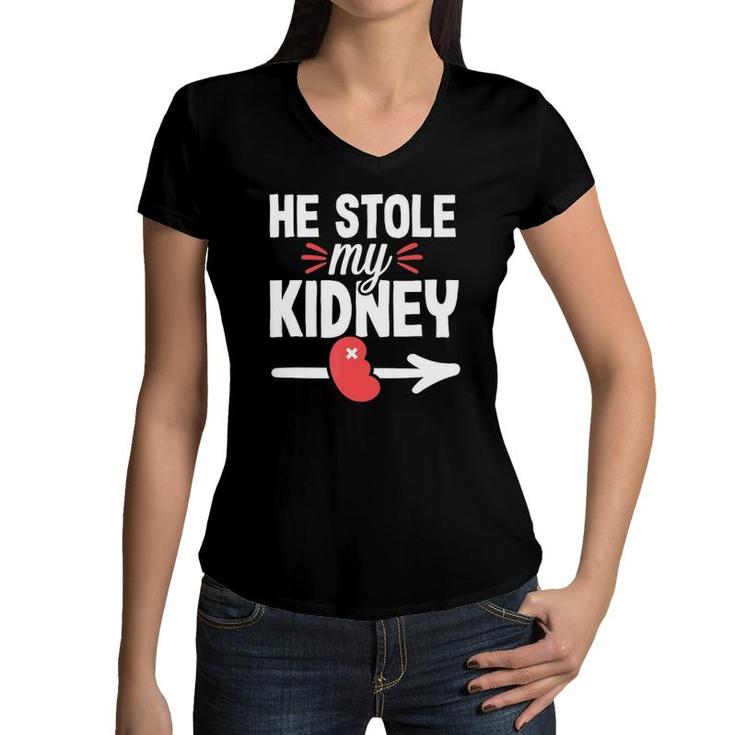 Kidney Transplant Organ Donor Funny Surgery Recovery Gift Women V-Neck T-Shirt