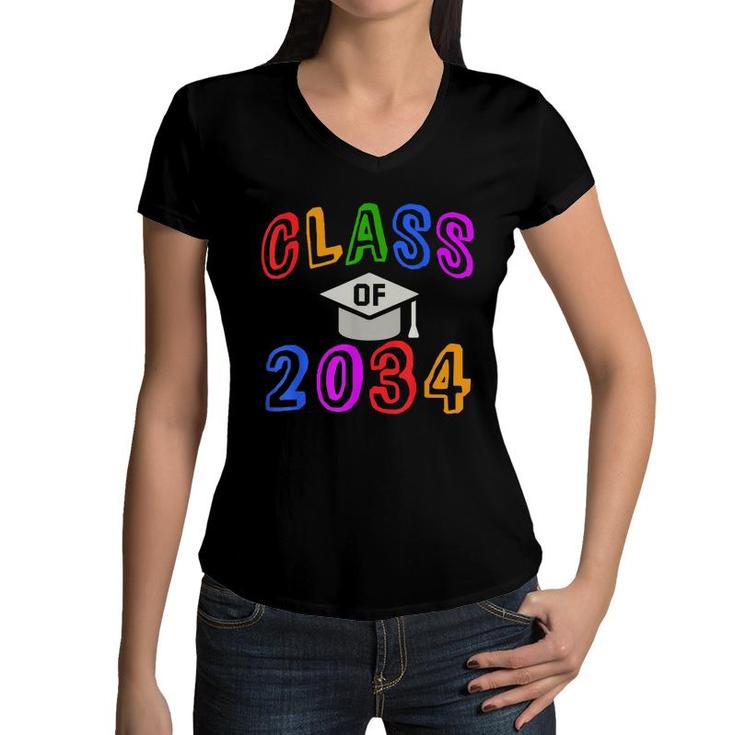 Kindergarten Graduation Year Class Of 2034 Grow Up With Me  Women V-Neck T-Shirt