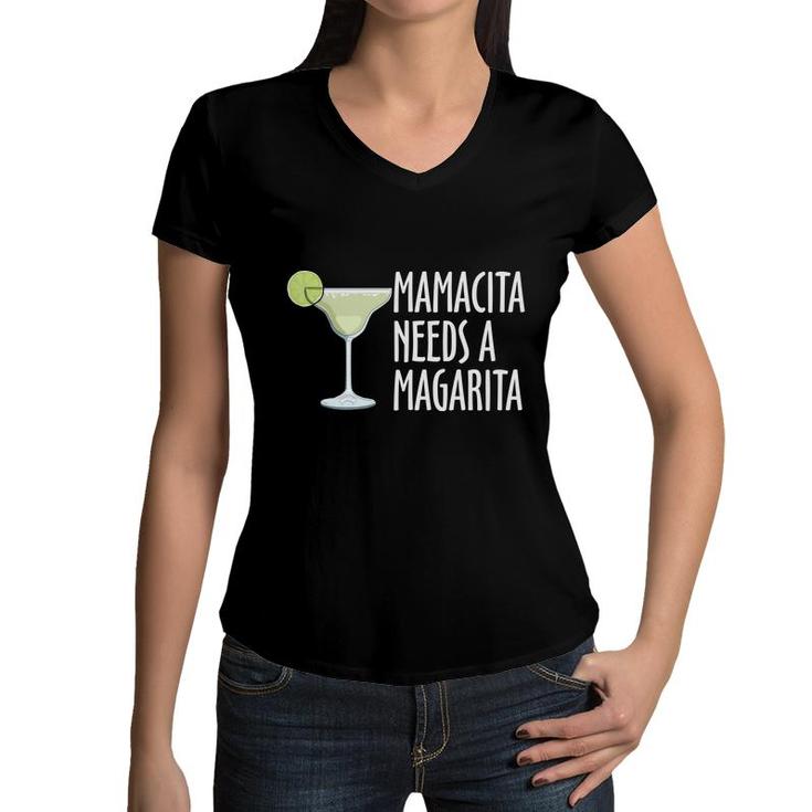 Mama Cita Needs A Margarita Lemon Cocktail Women V-Neck T-Shirt