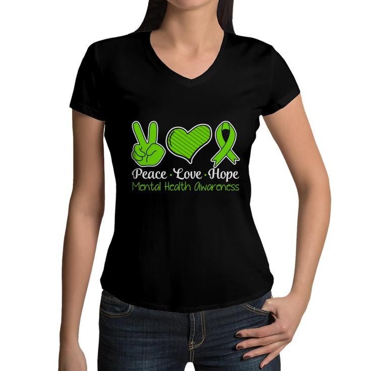 Mental Health Awareness Love Peace And Hope Women V-Neck T-Shirt