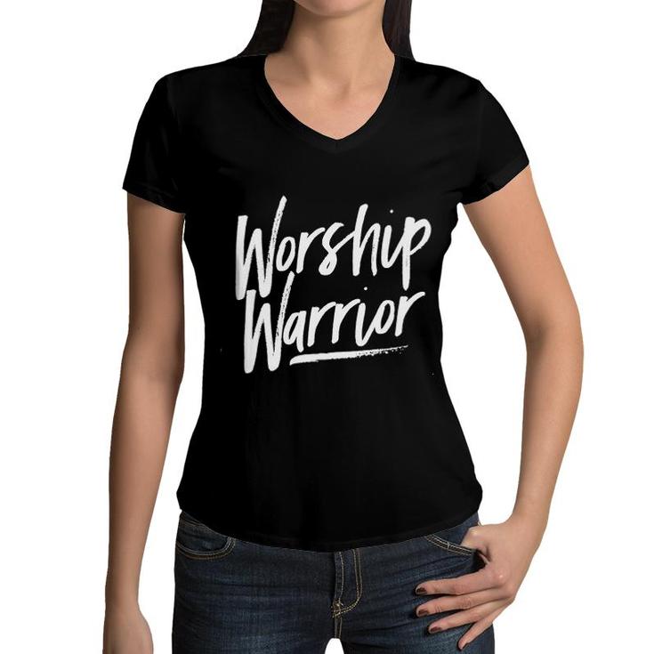 New Gift 2022 Worship Warrior Women V-Neck T-Shirt