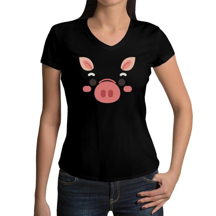 Pig Costume Kids Halloween Costume Women V-Neck T-Shirt
