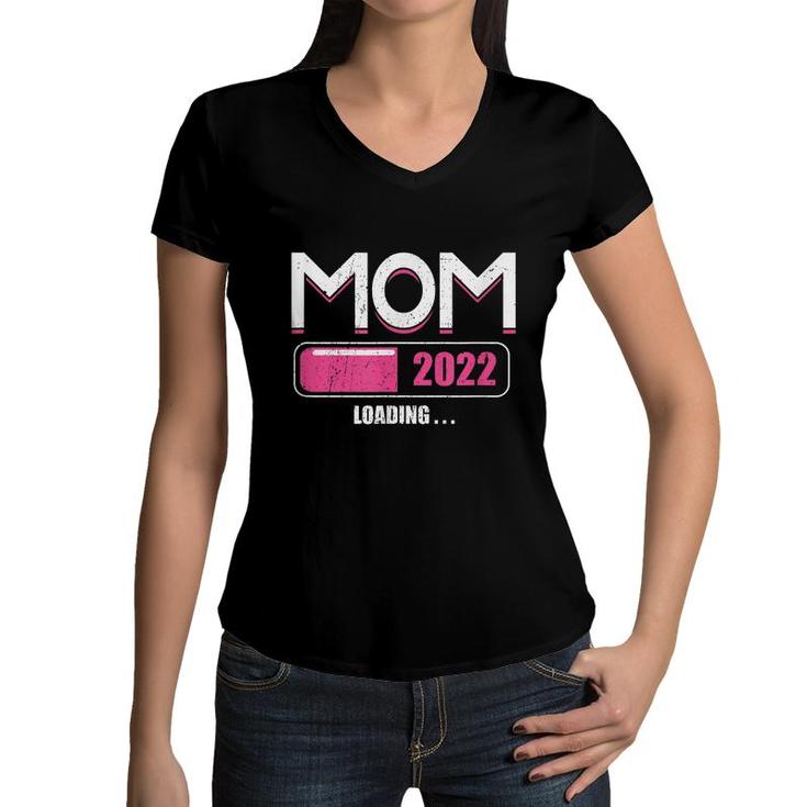 Promoted To Mommy Est 2022 Loading Future Mom  Women V-Neck T-Shirt