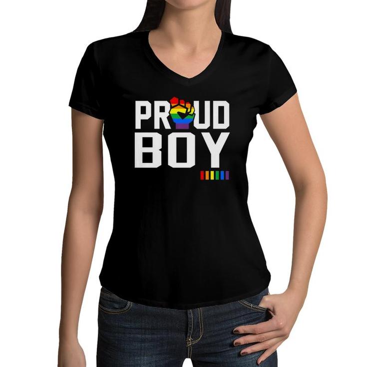 Proud Boy Gay Pride Month Lgbtq Women V-Neck T-Shirt