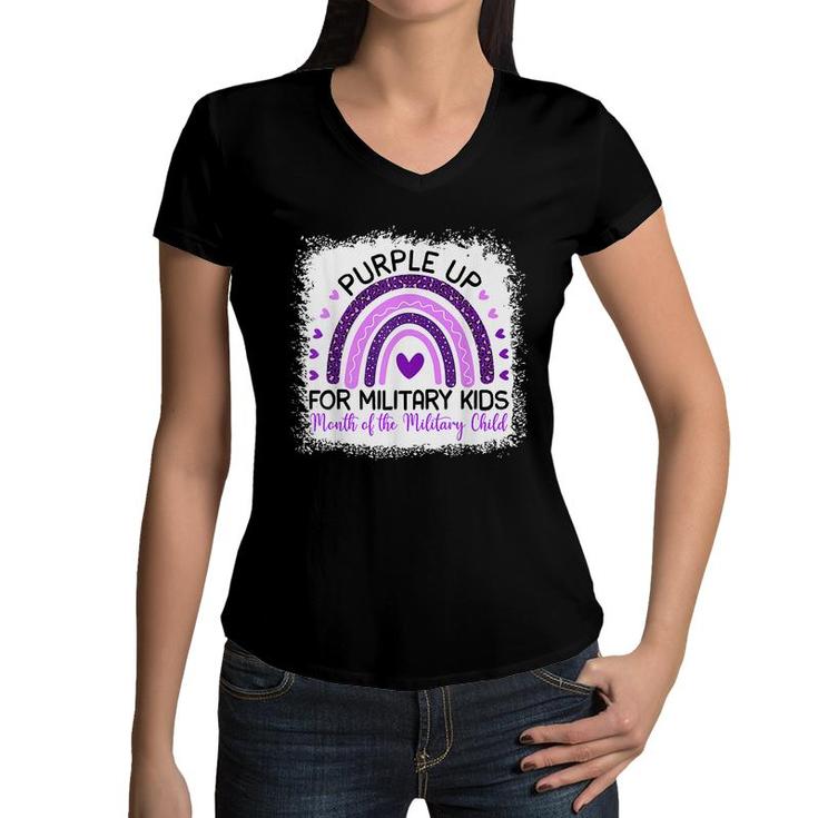 Purple Up For Military Kids Cool Month Of The Military Child  Women V-Neck T-Shirt