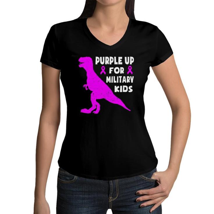 Purple Up For Military Kids Month Of The Military Child Boys Women V-Neck T-Shirt